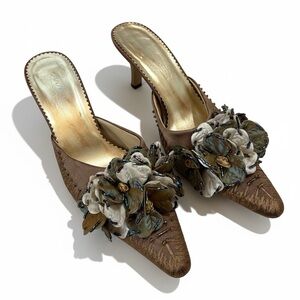 Chic Brown Floral Women's Mules